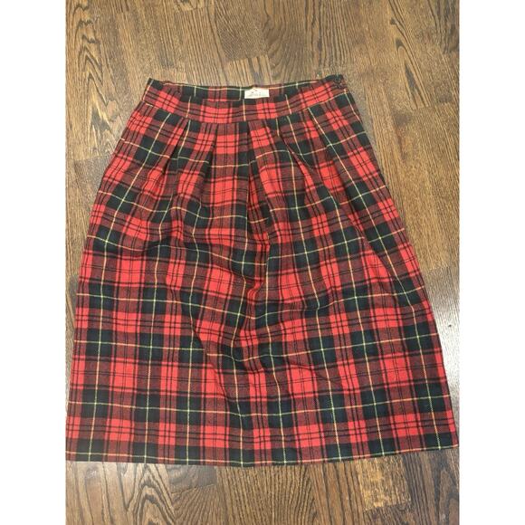 Vintage, Wool Blend Red Plaid Landers And Co Pleated Skirt, 14 - Picture 1 of 8